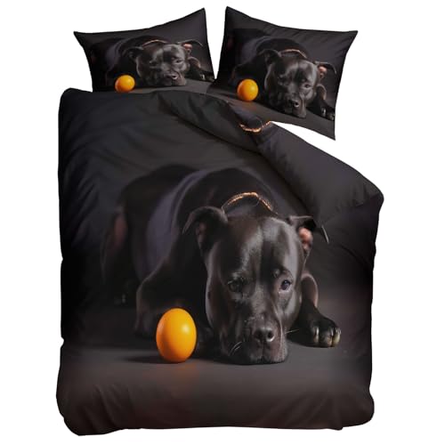 Parure de Lit 240x260 Bouledogue en Microfibre Douce avec Fermeture Éclair Éclair - 4