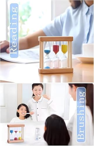 Aputue Kum Saati Zamanlayıcısı, 1, 3, 5 Dakikalık Ahşap Kum Saati, Zaman Yönetimi Aracı, Mini Saati Dekorasyonu, Ev Mutfak Ofis İçin (Renkli) - Görsel 6