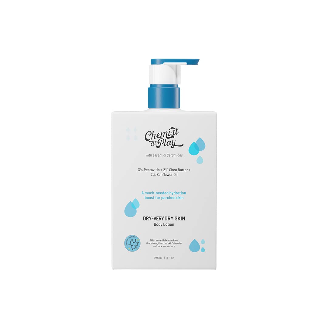 Chemist at Play Body Lotion with Ceramides for Dry-Very Dry Skin types | 3% Pentavitin + 2% Shea Butter +2% Sunflower Oil | For deep hydration, skin repairing and nourishment | 236 ml