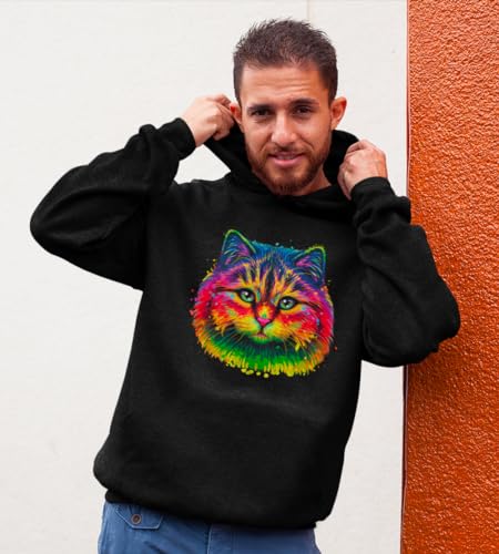 Sweat à capuche chat fluorescent multicolore pour homme - 2