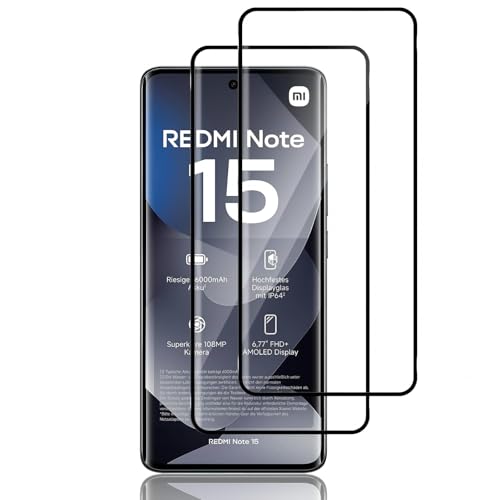 Hengnewro 2 Piezas Protector de Pantalla para Xiaomi Redmi Note 15 4G/5G Privacidad Antiespias Cristal Templado, Antiespia Vidrio Templado