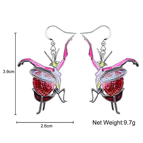 Lonyoo Zinc Alloy Funny Mantis Earrings Dangle Jewelry Mantis Insect Earrings Gifts For Women Girls Charms (Red) #TOP5