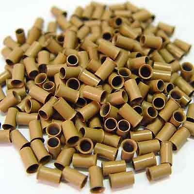 mega made inc200 PCS 3.5 mm Light Brown Color Copper Tubes Beads Locks Micro Rings for I Tipped Human Hair Extensions