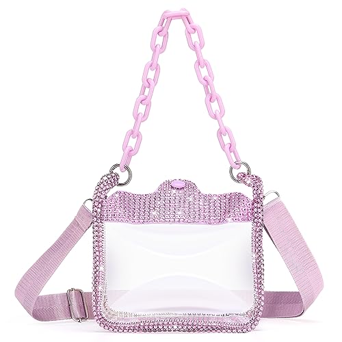 Image of Clear Evening Purses Mini Clutch Bags Women's Crossbody Rhinestone Handbags Shiny Shoulder Bag