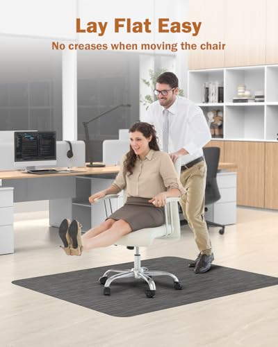 Image of Blvornl Office Chair Mat for Hardwood Floor, 47.2 inch*60 inch Desk Computer Chair Mat for Hard Wood, Large Anti-Slip Hard Floor Protector for Rolling Chair, PVC Desk Rug for Office Black