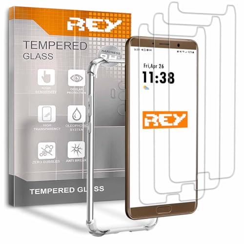 3X Protector de Pantalla y Funda Anti-Shock para Huawei Mate 10, Cristal Vidrio Templado y Silicona TPU de Alta Resistencia