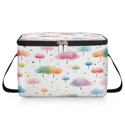 GzLeyigou Colorful Tree Lunch Bags for Women Men 9 Cans, Hot & Cold Food Delivery Bag Insulated Grocery Bag Insulated Lunch Box Cartoon Tree Cooler Bag for Office Work Picnic Beach