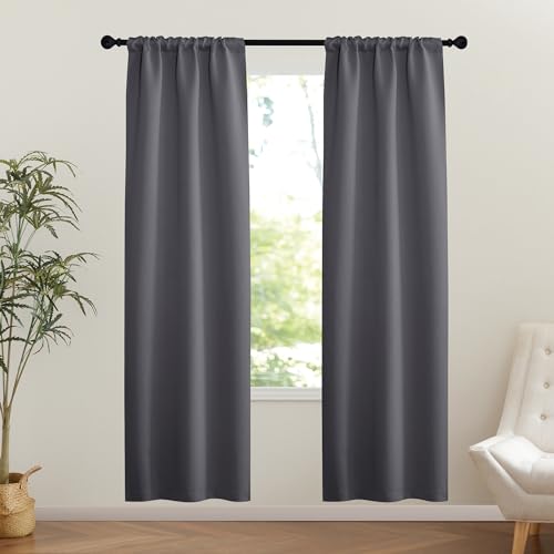 NICETOWN 1 Panel Door Curtain Privacy Thermal Insulated Noise Reducing Blackout French Door Rod Pocket and Ceiling Track Window Covering for Kitchen,