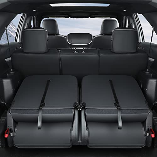 Image of GIANT PANDA Pu Leather 7 Seats Car Seat Covers Full Set Custom Fit Ford Explorer 2016 2017 2018 2019 XLT,Limited,Platinum,Sport,Base,3 Row Model with Second Row 40 /60 Split Seats- (Black)