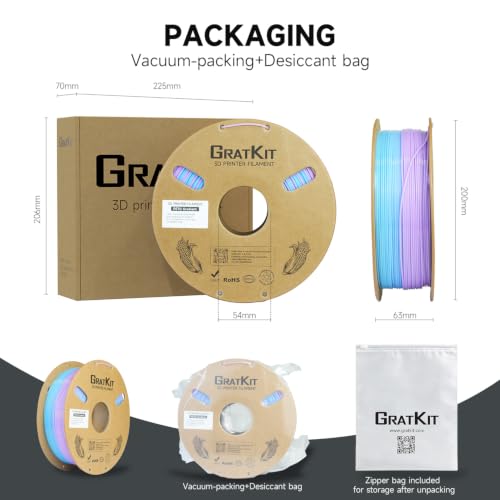 Image of GratKit Gradient PETG Filament, Multicolor Translucent PETG 6KG Bundle | 3D Printer Filament, Multicolor Translucent Gradient PETG, 6 * 1KG /Roll, For Printing Decorations, Like Lamp