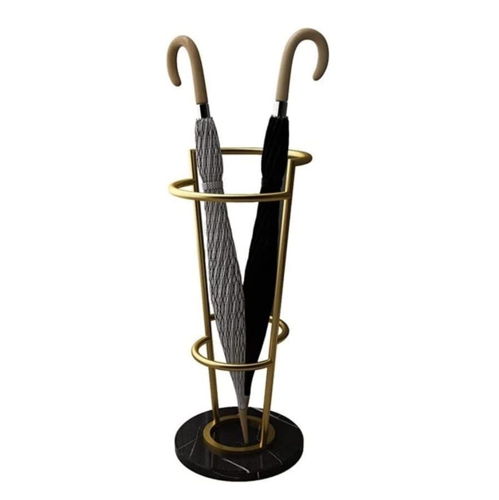 FCXWEVR Metal Umbrella Holder with Marble Base - Stylish Free Standing Umbrella Rack for Entryway & Hallway - Gold & Black Design for Walking Sticks & Umbrellas