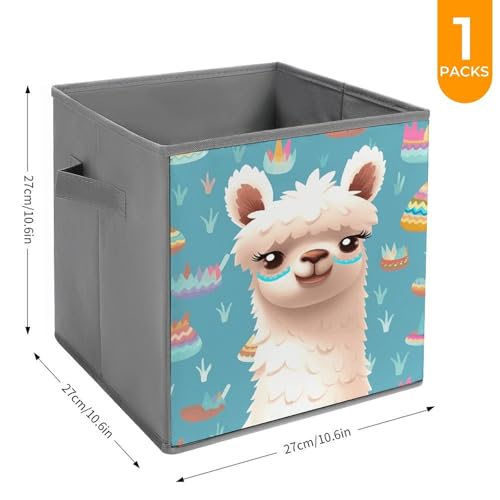 Cubes de rangement pliables à poignée renforcée et motif alpaga - 3