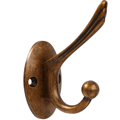 BOZWELL 6 Pack Towel Hook Bathroom Coat Hook Antique Brass Robe Hook Heavy Duty Wall Hooks Hanger for Bathroom Wall Livingroom Bedroom Kitchen Closet YG01GT-6