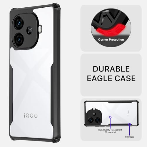 Image of Pikkme Vivo Y200 GT 5G Back Cover | Crystal Clear Transparent Back | Ultra Hyrbid | Full Camera Protection | Raised Edge | Bumper Back Case (Black)