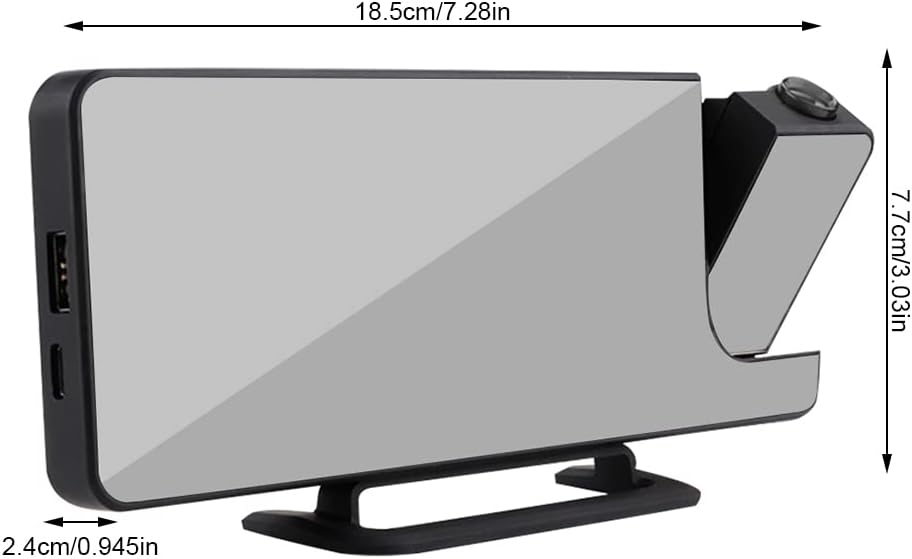 Projection Digital Alarm Clock, Large Mirror LED Loud Alarm Projection Clock Radio, Multi-Function Digital Alarm Clocks with Projection for Bedroom, Home, Indoor, Kids Teens Adults, Black