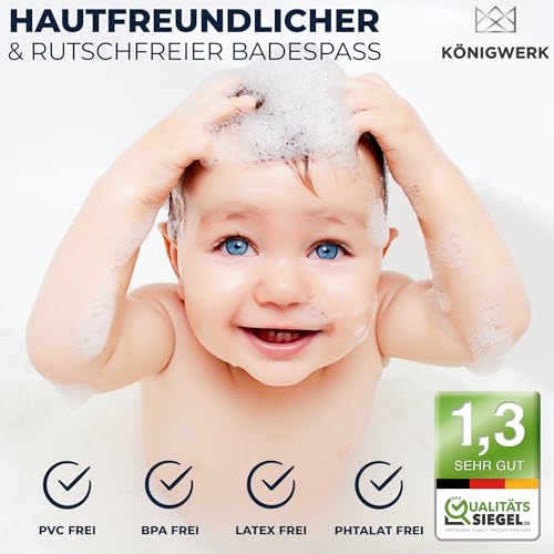 Königwerk Badewannenmatte rutschfest - 100% BPA frei [80x38cm] | Ohne PVC | Für puren Badespaß | Badematte Made in Germany | Antirutschmatte Badewanne - Ideal für Erwachsene & Kinder