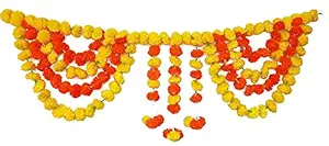 Forty Wings Handmade Marigold Genda Flower Hanging/Bandarwal/ Door Toran Bandhanwar Door Hanging for Home Decoration Diwali Festival Home Temple Door Decoration Puja Pooja Room Mandir Decoration Items