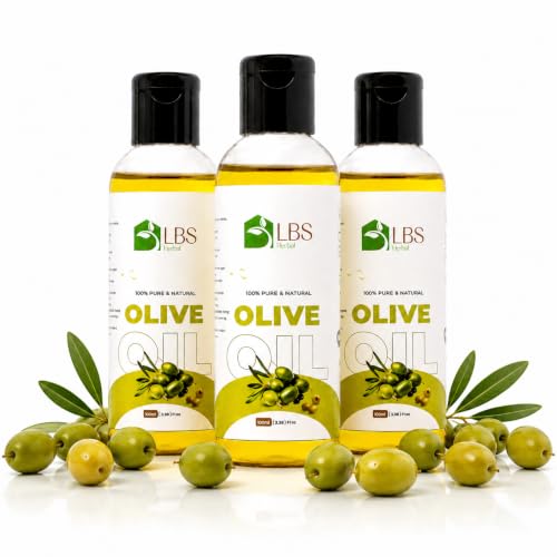 Image of LBS Pure Sweet Oils - 100% Extra Virgin Natural Cold-Pressed, Moisturizing Oils For Skin, Hair & Nails - Rich In Vitamins E & A, Hair Growtth, Softens Skin 100Ml (100ml Pack of 3, Olive)