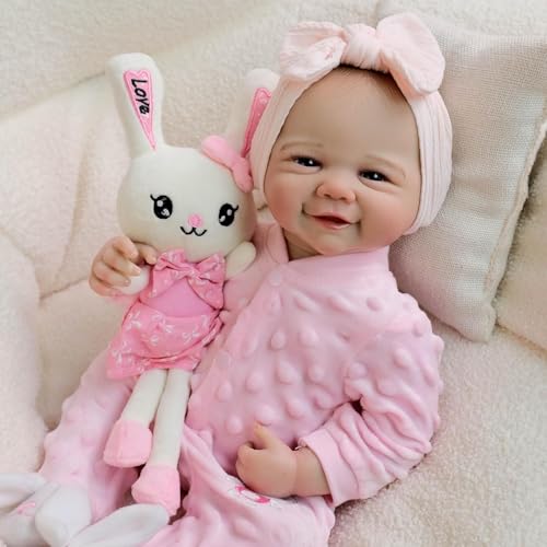 RXDOLL Real Life Reborn Babypuppen Silikon Ganzkörper Lächelndes Mädchen 19 Zoll Lebensechte Babypuppen, die echt aussehen anatomisch korrekt realistische Neugeborene Säuglingsbabys Puppe – Bild 5