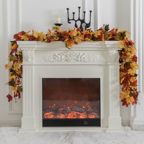 Décorations d'automne à suspendre guirlande de feuilles d'orange durable - 3