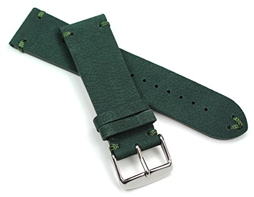 Bracelet de montre en cuir couture blanche 24mm 22mm rétro vert sapin pour montre militaire