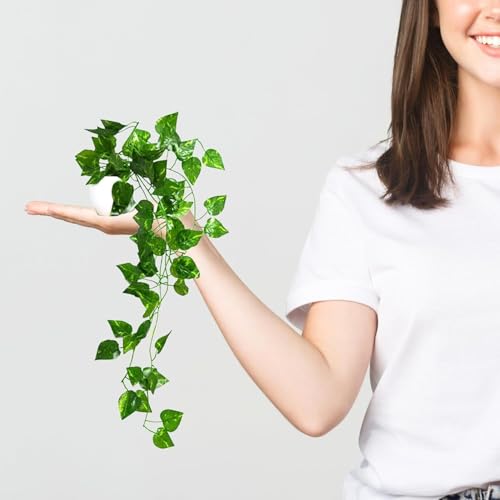 Image of WYTE ORIGIN Artificial Plants with Pot Leaves Hanging Ivy Garlands Plant Greenery Vine for Home Decor - Perfect for Home and Office Decoration (Green Leaves 2)