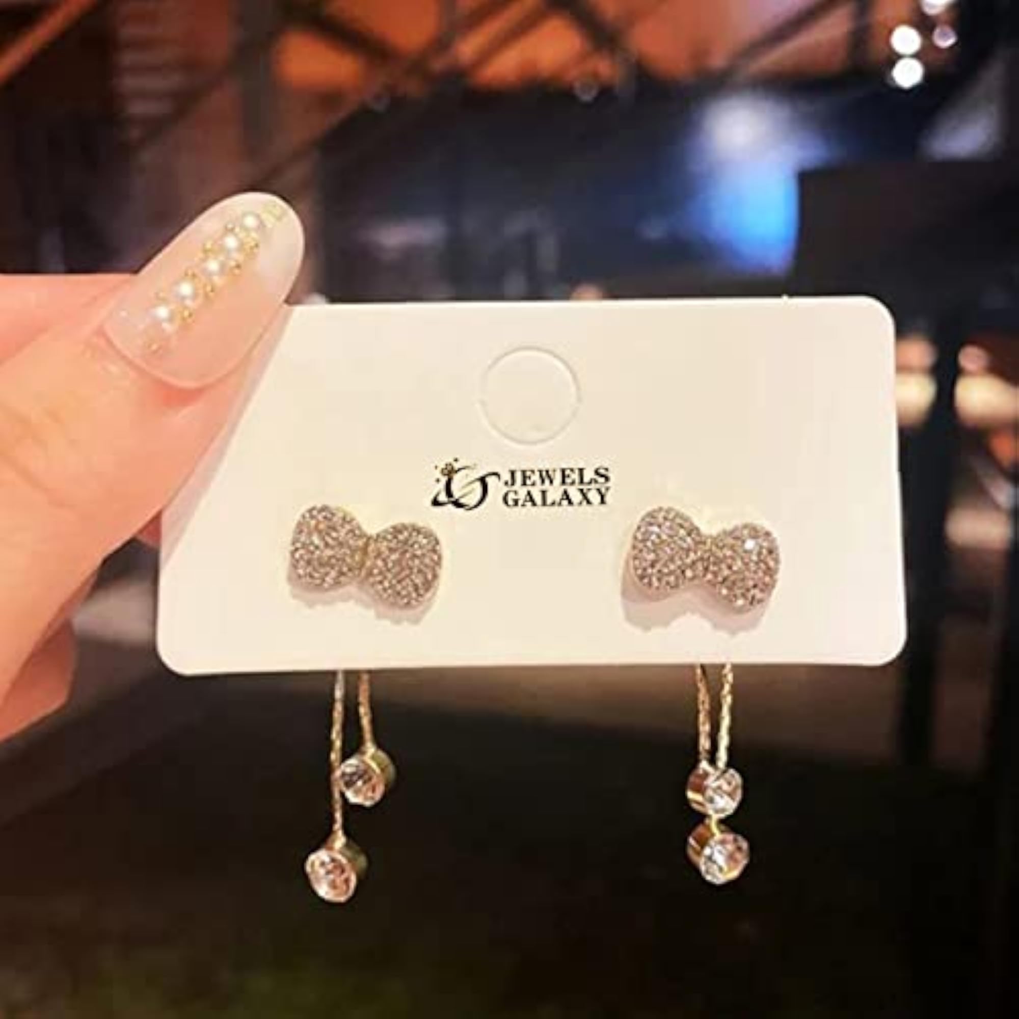 Plated Bow Tie AD Drop Earrings