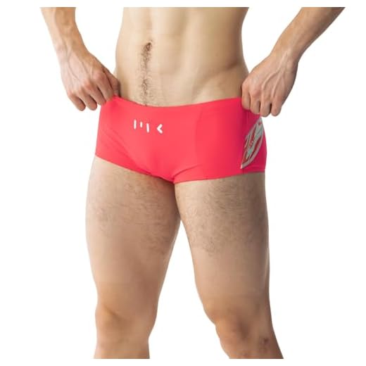 MY KILOMETRE Sunga masculina lisa, roupa de banho, roupa de banho, treino, corrida, short de natação (BR, Alfa, P, Regular, Regular, vermelho brilhante)
