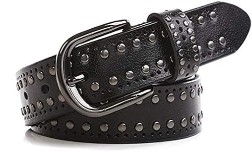 YCMI Womens Circle Studded Leather Belt, Punk Rock Rivets-Belt Ladies Belt for Jeans Pants Dresses,PU Leather Belt for Women