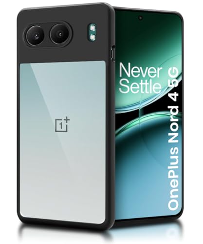 Image of WOW IMAGINE Shockproof Hybrid Back Cover for 1+ OnePlus Nord 4 5G | Hard Slim fit Back Case | PC & TPU | Clear Transparent Case - Black