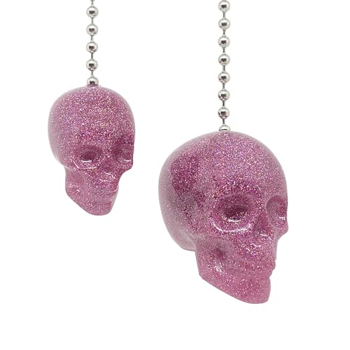 Image of Glitter Skull Fan Pulls (Pink)