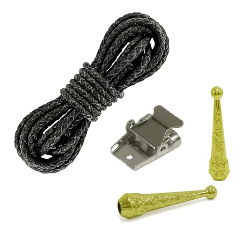 Moranse Bolo tie Clasp accessories With Two Pendants,Leather Rope And Metal Slide Clip Buckle (4pcs)