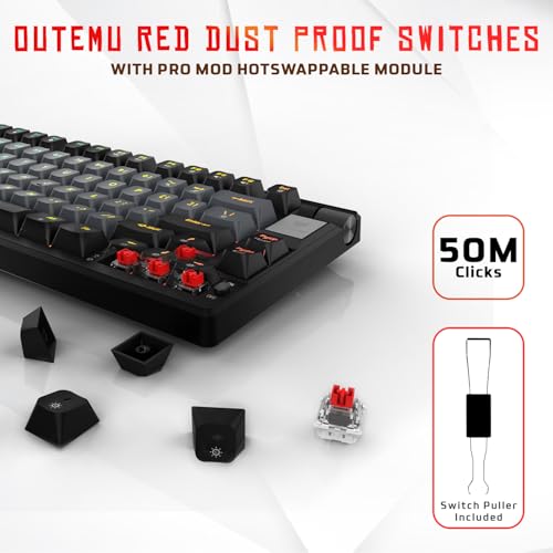 Image of EvoFox Ronin Mechanical Keyboards Wireless (BT+2.4GHz+Wired), 9 Layer Structure, Gasket Mount, 75% Layout, 2 Layer Sound Dampening Red Switches, Per-Key RGB, 1000Hz, Windows Software -Black