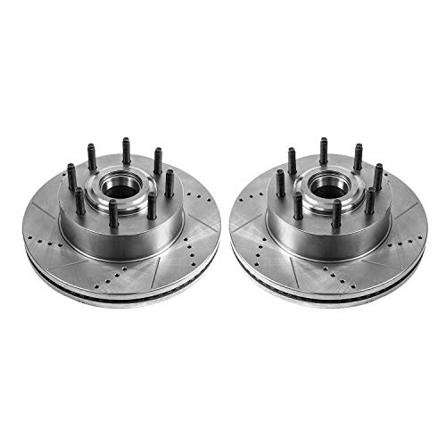 Image of PowerStop Evolution Front Brake Rotors for Ford F-250 Super Duty 2013-26 | Ford F-350 Super Duty 2013-26 - Drilled & Slotted Performance Disc Rotors Upgrade, AR85169XPR