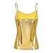 YiZYiF Women's Spaghetti Wet Look PVC Leather Camisole Vest Tank Top Blouse Gold Medium