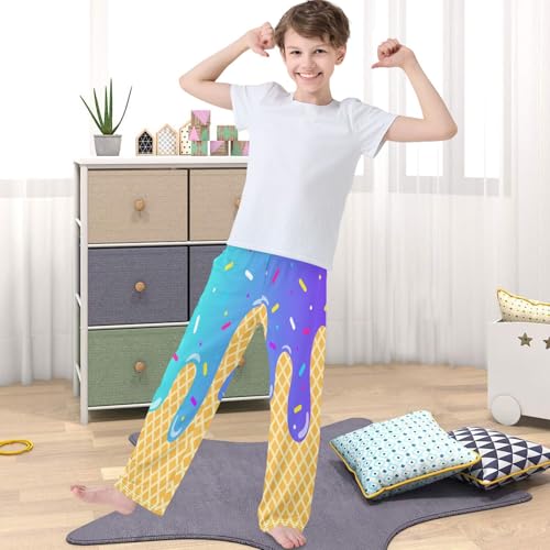 Boy's Pants Mint Purple Ice Cream Jogger Pants Elastic Waist Long Bottoms Trousers with Pockets 6-14 Years4