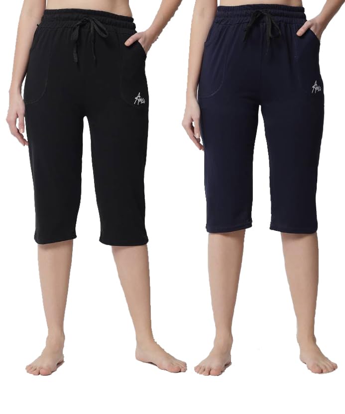 Women's Capri, Cotton Blend, Drawstring Waist, Pack of 2-picture-11