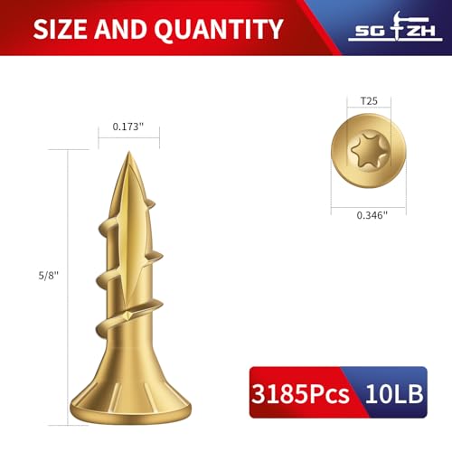 Image of #8 x 5 /8 inch Deck Screws (3185Pcs) 10lb. Exterior Wood Screws. Carbon Steel, Tan, Flat Head, Rust Resistant epoxy Coated, with T25 Star Bit