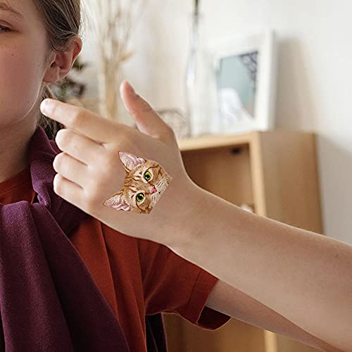 Wirester Temporary Tattoo Stickers For Girls Boys Kids Adults, Fake Tattoos On Face Hand Neck Wrist Party Favor Body Art, Tattoo Sheet 6 X 7.87 Inch - Cat Designs (Tuxedo, Tabby Kitten, Ragdoll Cat) #TOP3