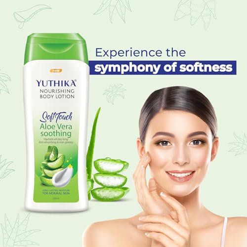 Image of Yuthika Soft Touch Almond & Aloe Vera Body Lotion Combo | Nourishing & Soothing Moisturizer | Long-Lasting Hydration | Fast Absorbing & Non-Greasy | for Dry & Normal Skin | 300 ml Each