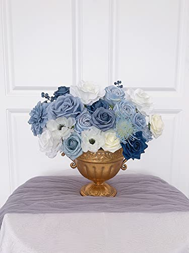 Facinoc Roses Artificial Flowers Blue Bouquet Box Set Fake Flowers For Diy Bridal Wedding Shower Centerpieces For Party Table Decorations Silk Floral Arrangements For Home Decor Indoor #TOP5