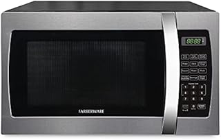 Farberware Countertop Microwave Oven 1.3 Cu. Ft. 1000-Watt with LED Display, Child Lock, Easy Clean Black Interior, Cu.Ft, Stainless Steel