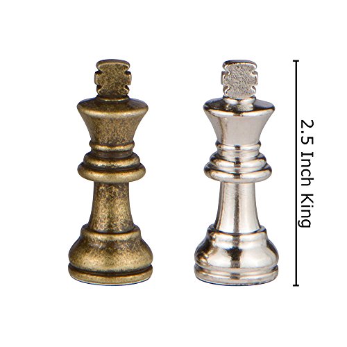 Hayes Inlaid Maple, Mahogany, and Sapele Wood Chess Board with Metal Pieces, 2.5 Inch King, and Extra Queens (Large 15 x 15 Inch Set) - Thumbnail 2
