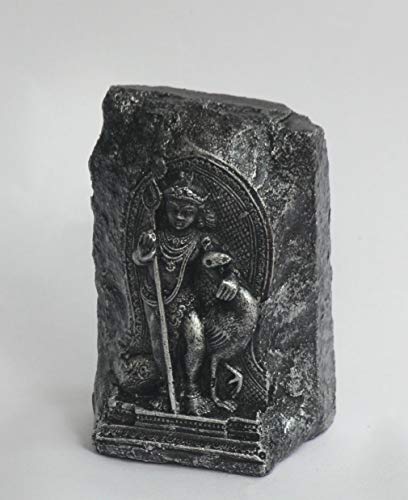 Image of Stone Idol of Lord Kumaraswamy / Murugan Karthikeya Subrahmanya Swami Sculpture Gift, Home Decor - 8.5 cm Height, 4 cm Length, Black