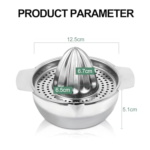 Presse-agrumes manuel en acier inoxydable - Passe au lave-vaisselle - Pour citrons, citrons verts, oranges et pamplemousses - Avec récipient de 400 ml - Presse-agrumes - Qualité professionnelle – Image 3