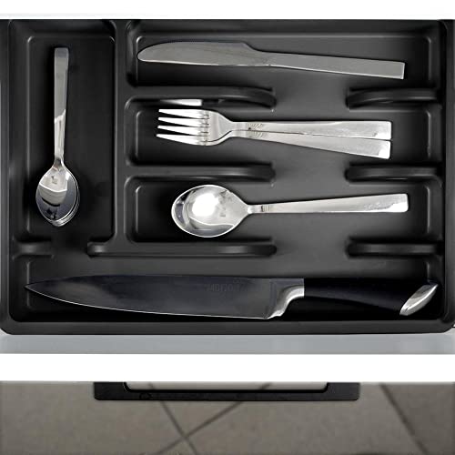 Vilde Drawer Insert Cutlery Tray Cutlery Tray Cutlery Organiser Kitchen Organiser with 5 Compartments Black 36 x 25.5 x 6 cm - Image 4