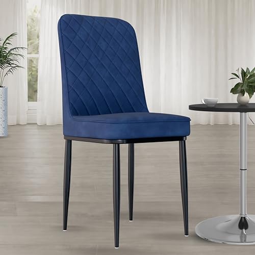 Image of Jewel Premium Velvet Dining Chair with Strong Metal Legs, Cushioned Seat, Chair for Dining, Living Room, Bedroom & Balcony (Blue)