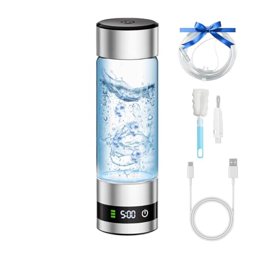 Leopacat Botella de Agua Hidrogenada Portátil,Ionizador de Agua de 460ml con Tecnología SPE,Genera Agua Rica en Hidrógeno en 5 Minutos para Casa, Oficina y Viajes