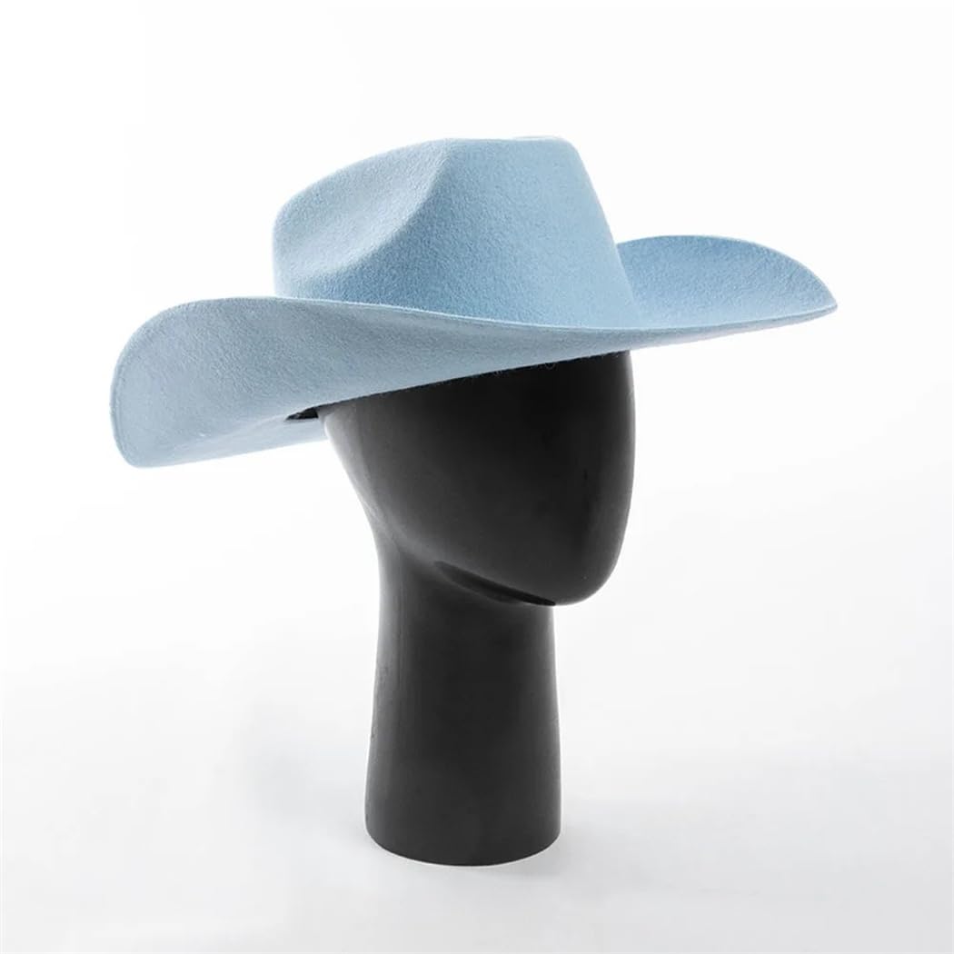 Unisex Fedoras Hut aus 100 % Wolle, Western-Cowboyhut, für Damen und Herren, Sonnenschutz, warm, konkave Form, Filzhüte