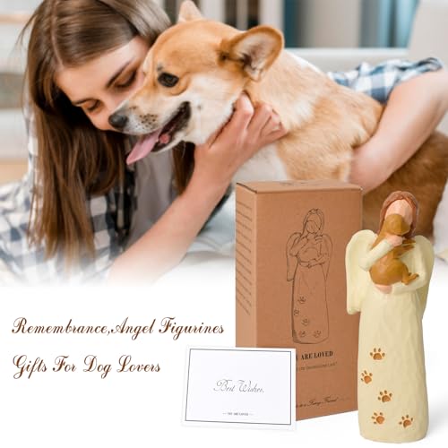 Cuayaes Hunde Engel Figur Geschenk für Hundebesitzer,Erinnerung Hund Geschenk Freundschaft Schutzengel Figur, Handbemalte Harz Hunde Deko für Frau Hundeliebhaber